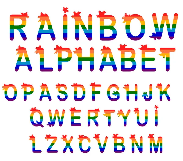 Gay Czcionki Rainbow Liter Lgbt Abc Dla Symbol Gejów Lesbijek — Wektor stockowy
