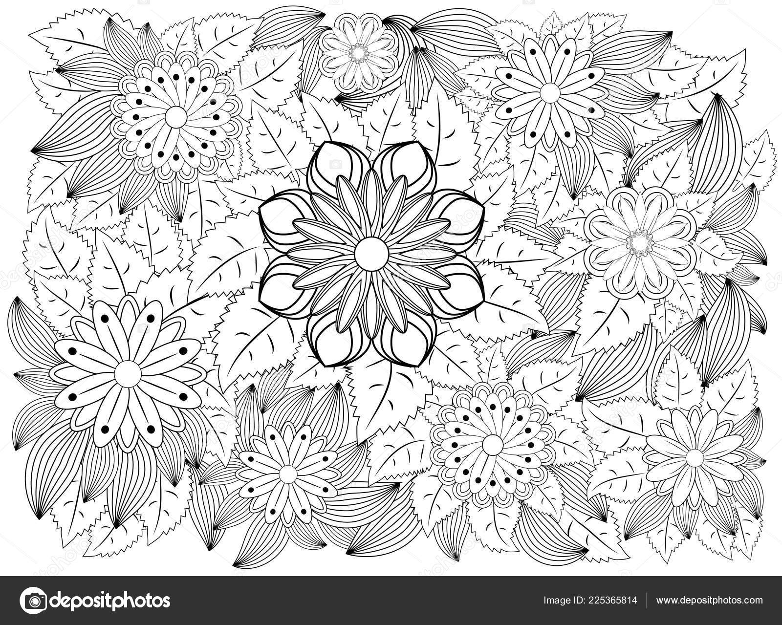 大人およびより古い子供のための塗り絵 ヴィンテージ花柄でページを着色 ストックベクター C Michiru13 225365814