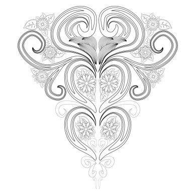 Doodle çiçek desenli siyah ve beyaz. Boyama kitabı için sayfa: çocuklar ve yetişkinler için çok ilginç ve rahatlatıcı iş. Zentangle çizim. Sihirli Bahçe çiçek halı