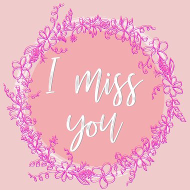 Sevgililer pembe arka plan ile yıldızlı ışık ve bir yazıt ben özledim