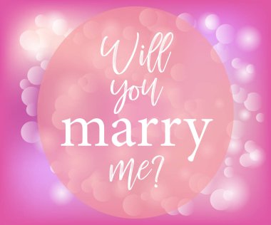 Sevgililer pembe arka plan yıldız ışıkları ve yazıt ile benimle evlenir