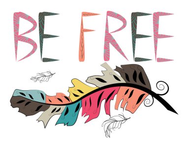 Özgür olmak. Boho sanat etnik tarzda dekoratif eşarplı yazdırma.