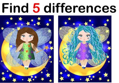 Farkları eğitim oyun çocuklar için peri aydaki bulun.