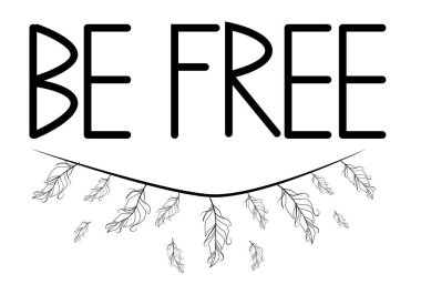 Özgür olmak. Boho sanat etnik tarzda dekoratif eşarplı yazdırma.