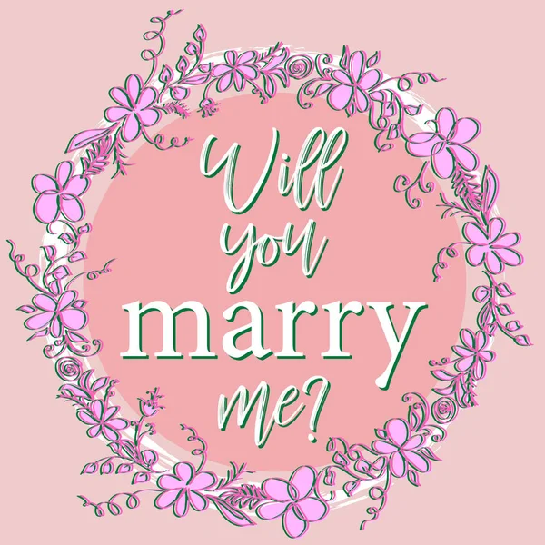 Valentine Fond Rose Avec Inscription Voulez Vous Épouser — Image vectorielle