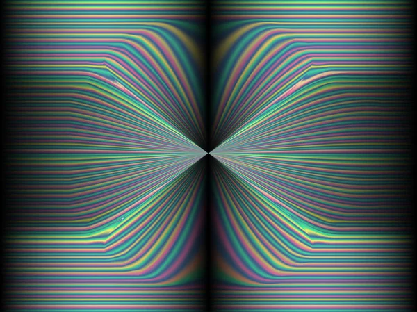 Black Background Colored Iridescent Twisted Lines Neon Effekt Glow Neon — Stock Vector