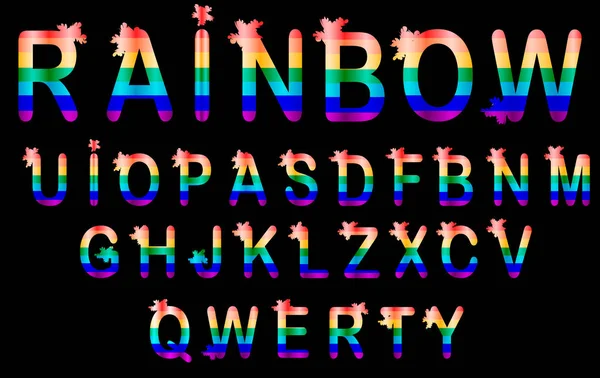 ゲイのフォントです 虹文字 ゲイやレズビアンのシンボルの Lgbt Abc バイセクシュアル トランスジェンダーの人々 のアルファベット — ストックベクタ