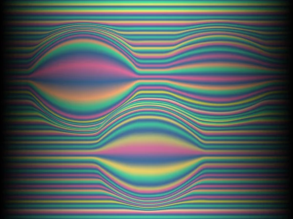 Schwarzer Hintergrund Mit Farbigen Irisierenden Verdrehten Linien Neon Effekt Leuchten — Stockvektor