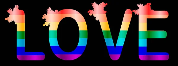 Amor Inscripción Letras Arco Iris Concepto Lgbt — Vector de stock