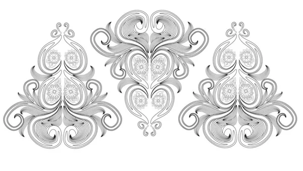 Doodle Motif Floral Noir Blanc Page Pour Livre Colorier Travail — Image vectorielle