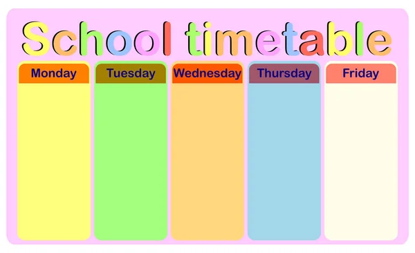 Template School Timetable Students Pupils Days Week Free Spaces Notes — Stock Vector