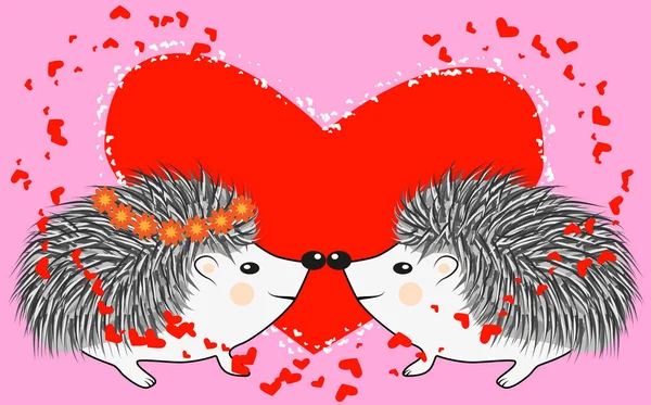 Ζευγάρι Ευτυχισμένο Αγαπώντας Σκαντζόχοιροι Χαριτωμένο Ζευγάρι Ζώα Χορού Και Αγκαλιά — Διανυσματικό Αρχείο