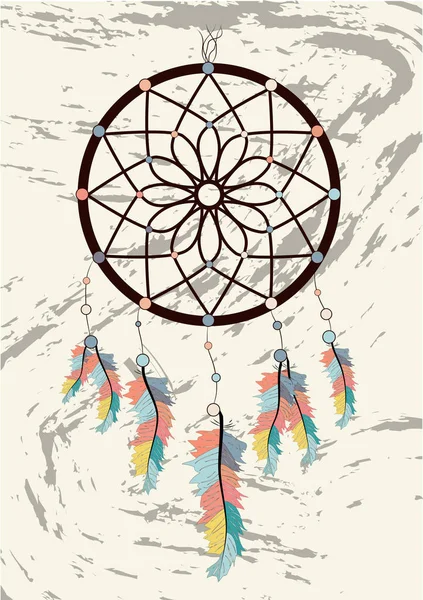 Attrapeur Rêve Boho Amérindien Indigène Talisman Dreamcatcher Vêtements Conception Ethnique — Image vectorielle