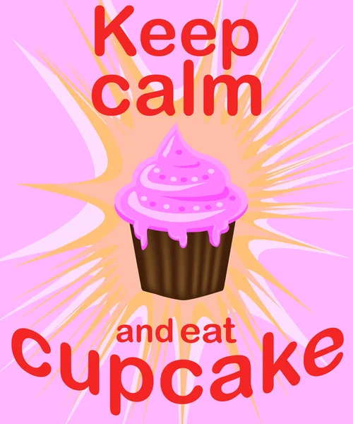 Kalmte Bewaren Eten Cupcakes Belettering Cupcake Poster — Stockvector