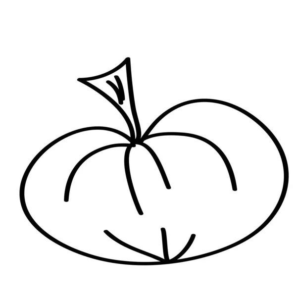 Dibujos Animados Calabaza Doodle Sobre Fondo Blanco — Vector de stock