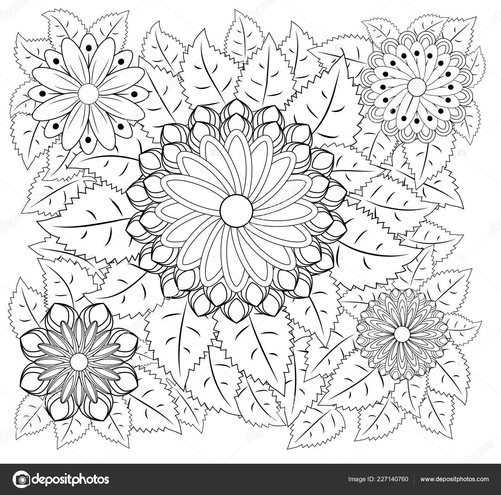 Fantasie Bloemen Kleurplaten Pagina Hand Getrokken Doodle Floral Patroon Illustratie Stockvector C Michiru13 227140760