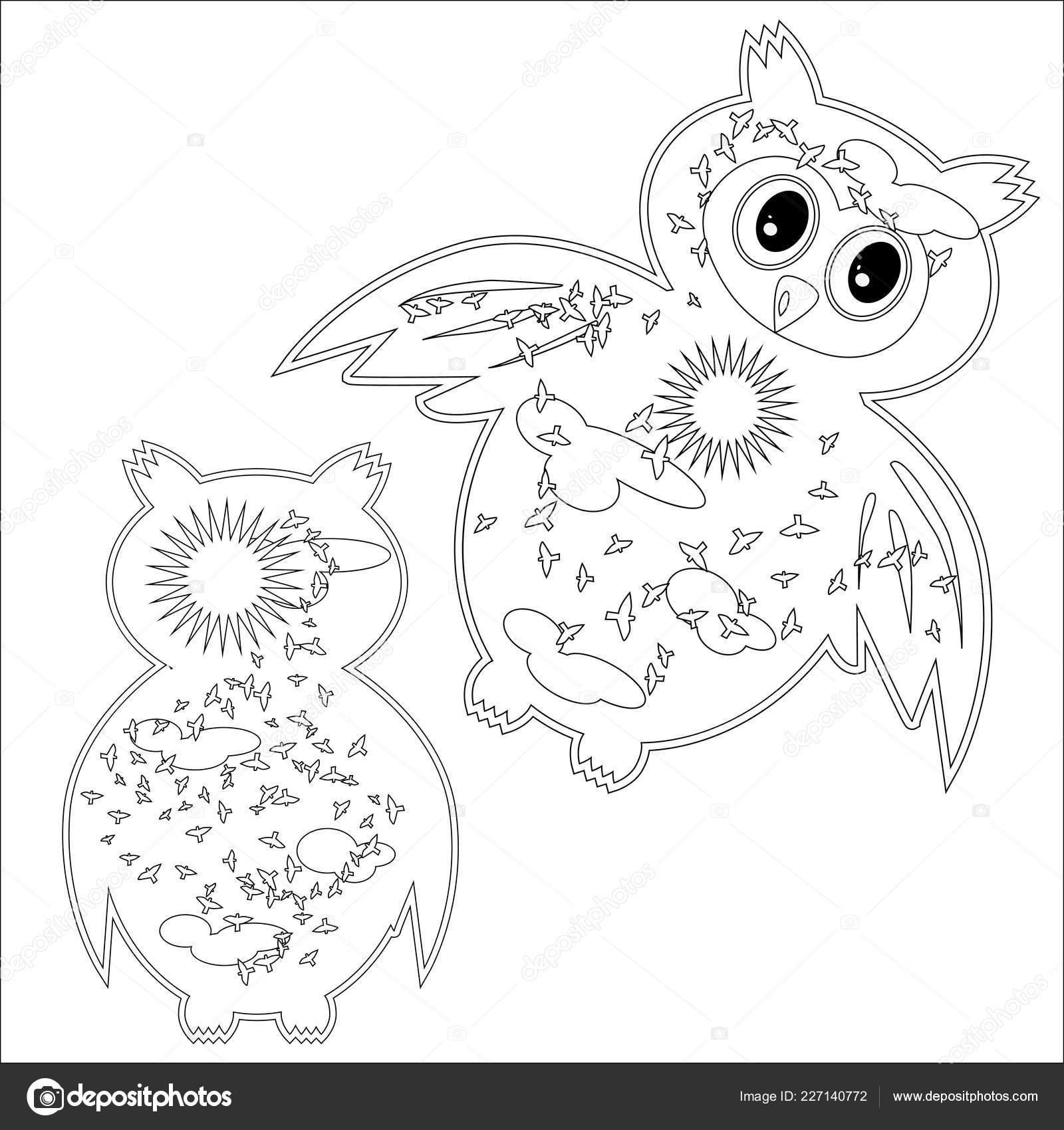 Download Coloring Page Symbol Moon Sun Owl Coloring Book Adult Antistress Vector Image By C Michiru13 Vector Stock 227140772