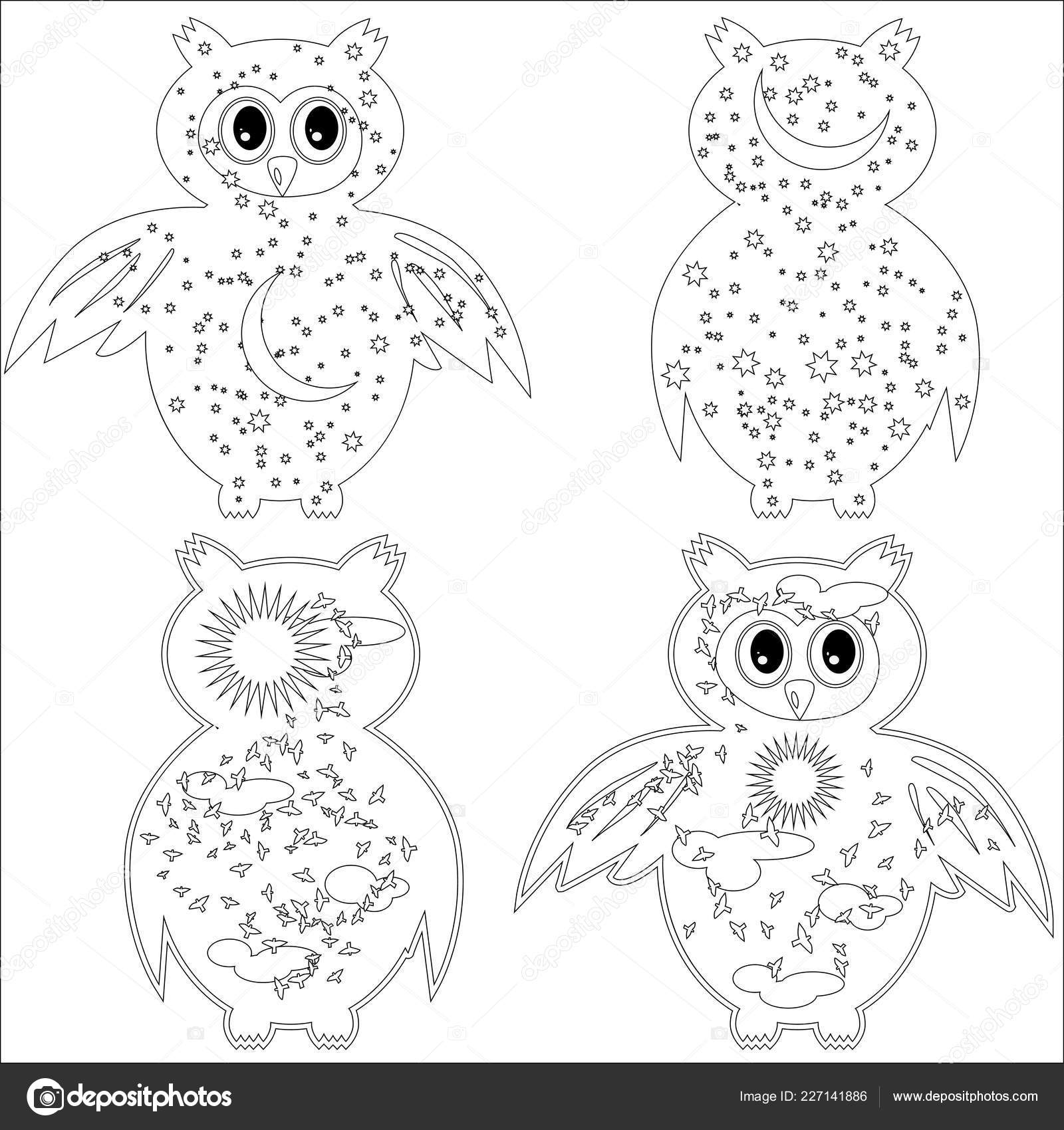 Download Coloring Page Symbol Moon Sun Owl Coloring Book Adult Antistress Vector Image By C Michiru13 Vector Stock 227141886