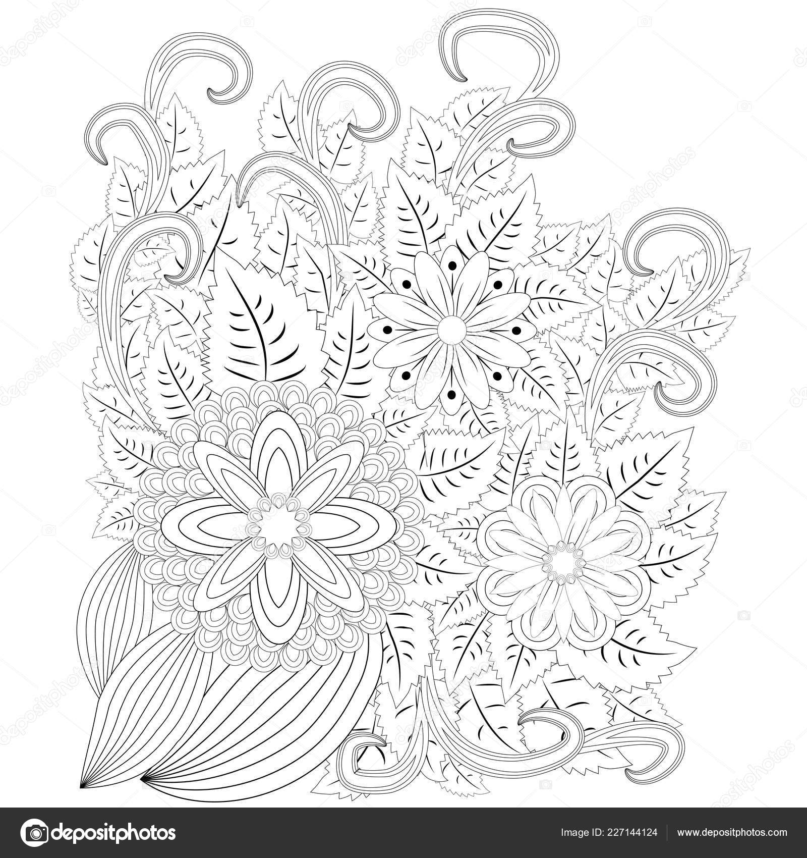 Illustration Zentangl Cadre Fleur Livre Coloriage Stress