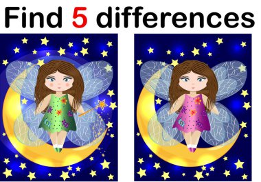 Farkları eğitim oyun çocuklar için peri aydaki bulun.