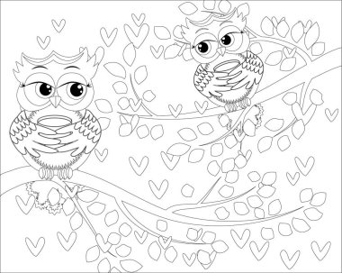 Yetişkin yaş ve üstü çocuklar için boyama kitabı. Şirin baykuş ve çerçeve çiçek boyama sayfası. Zentangle tarzında çizim anahat