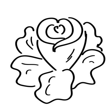 çizgi film beyaz zemin üzerine gül doodle