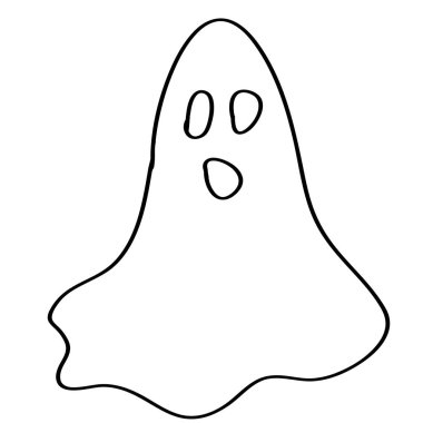 Hayalet doodle çizgi film karakteri. Sevimli çizgiler izole sembolü. Cadılar Bayramı. Düz tasarım