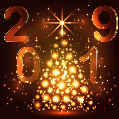 Neşeli Noel kartı ile Noel ağacı üzerinden disko ışıkları