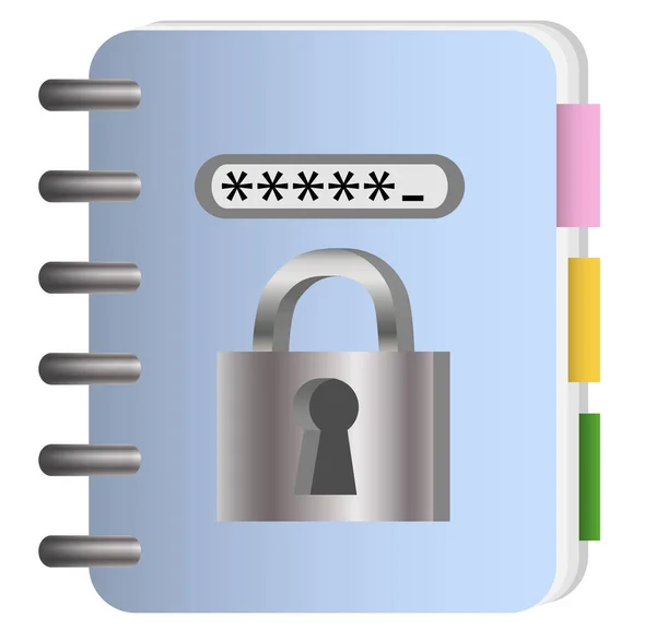 Das Konzept Des Datenschutzes Notizblock Mit Metallkette Und Schloss Passwort — Stockvektor