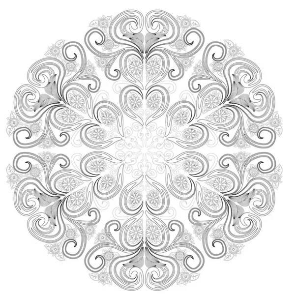 Décrivez Motif Floral Rond Pour Page Livre Colorier Antistress Pour — Image vectorielle