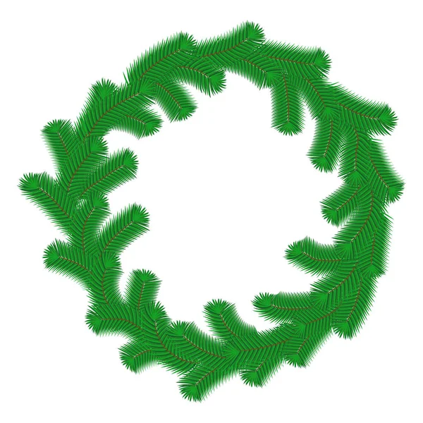 Grüne Üppige Fichten Oder Kiefernzweige Tannenzweig Isoliert Auf Weißem Weihnachtselement — Stockvektor