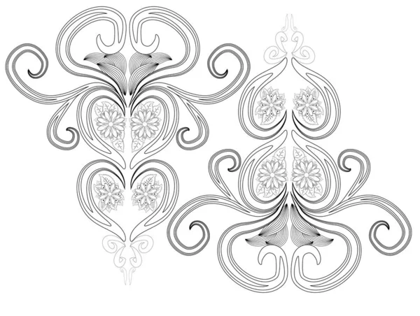 Elementos Doodle Tatuagem Hena Fundo Branco Conjunto Vetor Flores Mehendi —  Vetores de Stock