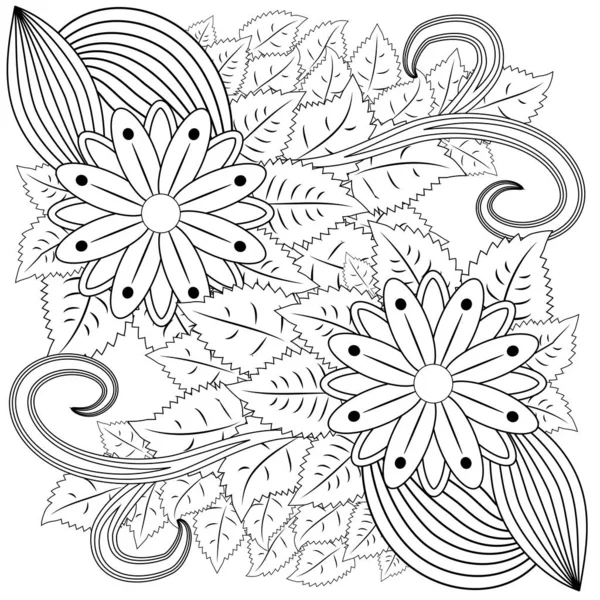 Illustration Zentangl Blomma Ram Målarbok Antistress För Vuxna Och Barn — Stock vektor