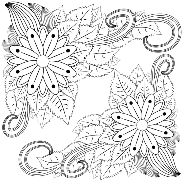 Illustration Zentangl Flower Frame Coloring Book Antistress Adults Children Work — Stock Vector