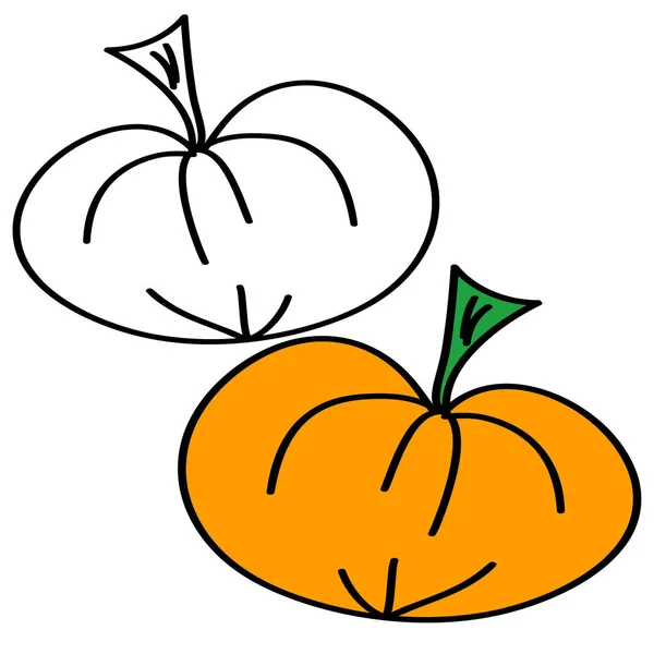 Doodle Pumpkin Cartoons White Background — Stock Vector