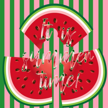 Tohum ve cilt doku ile karpuz dilimi arka plan. Vektör çizim