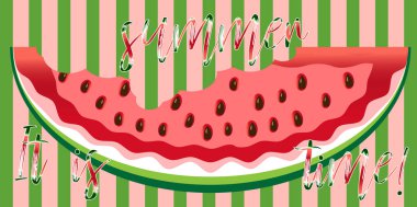 Tohum ve cilt doku ile karpuz dilimi arka plan. Vektör çizim