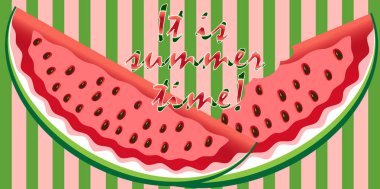 Tohum ve cilt doku ile karpuz dilimi arka plan. Vektör çizim