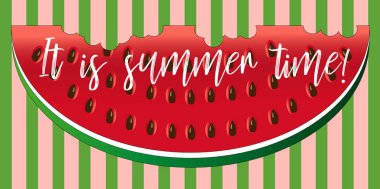 Tohum ve cilt doku ile karpuz dilimi arka plan. Vektör çizim