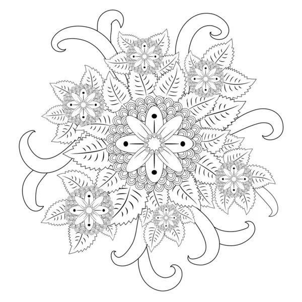 Цветы Рисования Каракулей Запутанный Цветочный Узор — стоковый вектор