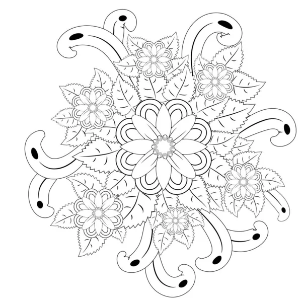 Fleurs Art Caniche Zentangle Motif Floral — Image vectorielle