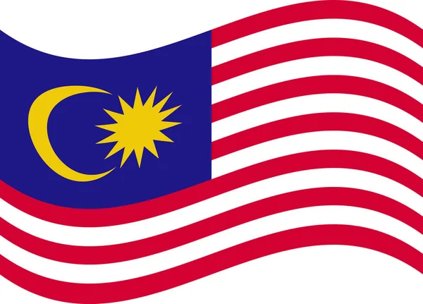 Malaysische Flagge Offiziellen Farben Und Proportionen Korrekt Isoliert — Stockvektor