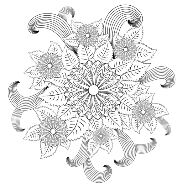 涂鸦艺术花 Zentangle 花卉图案 — 图库矢量图片