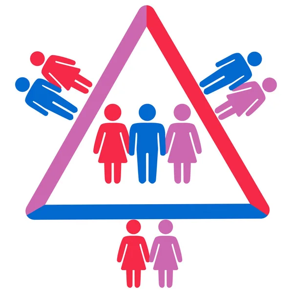 Représentation Schématique Des Relations Polyamorgiques Entre Trois Personnes — Image vectorielle