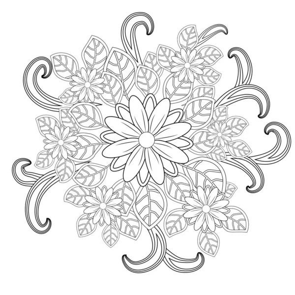 Doodle Sanat Çiçek Zentangle Çiçek Desenli — Stok Vektör