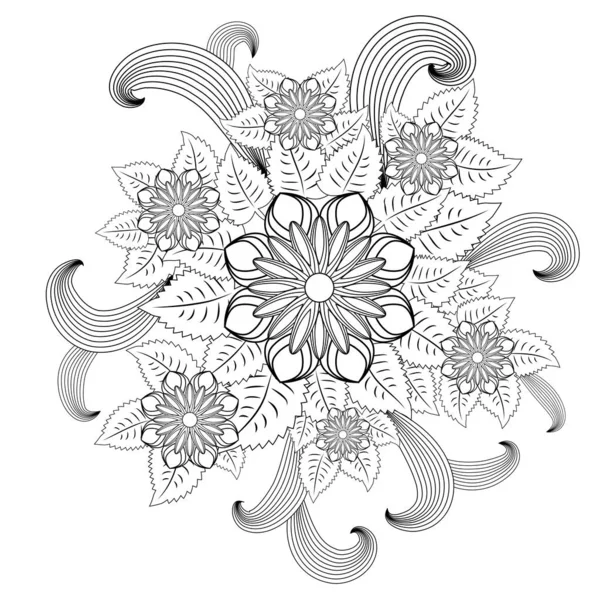 Fiori Arte Doodle Zentangle Motivo Floreale — Vettoriale Stock