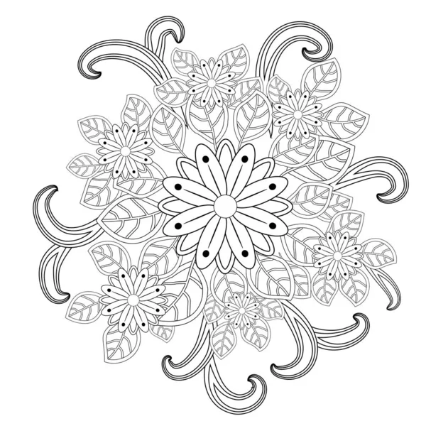 Flores Arte Doodle Padrão Floral Zentangle — Vetor de Stock