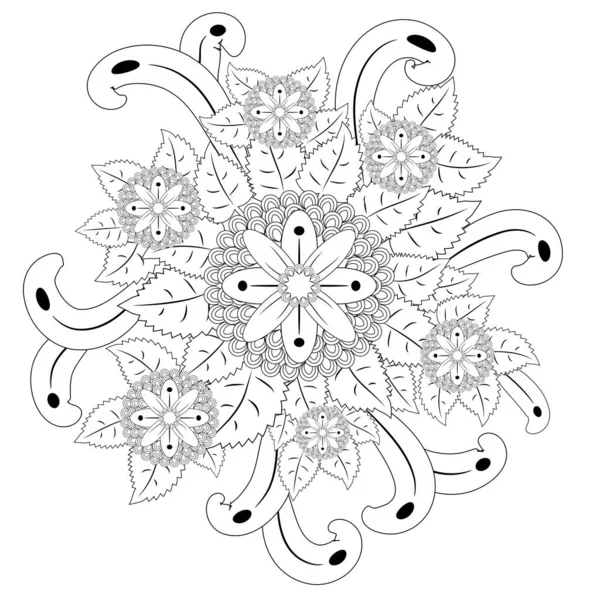 Fleurs Art Caniche Zentangle Motif Floral — Image vectorielle