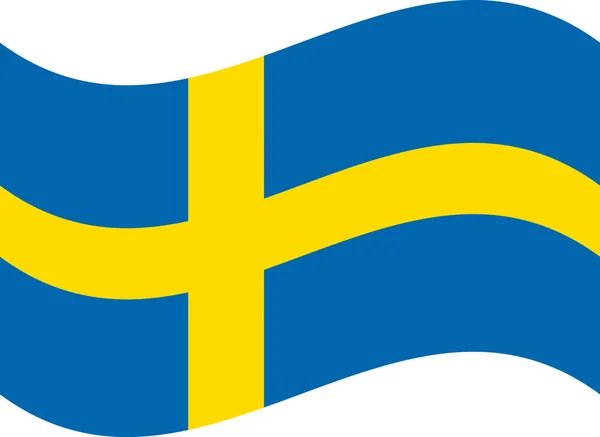 Schwedenfahne Realistisches Fahnenschwenken Des Königreichs Schweden — Stockvektor