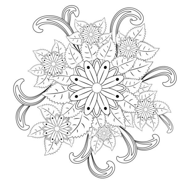 Doodle Flores Arte Patrón Floral Zentangle — Vector de stock